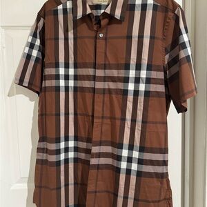 Burberry Brown Plaid Men's Button up Shirt